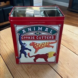 Williams Sonoma Red Animal Cookie Cutters Tin